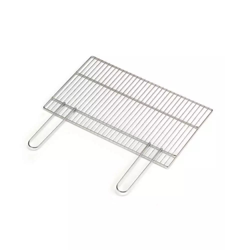 GRATICOLA TONDINO PER BARBECUE OMPAGRILL IN ACCIAIO CON MANICI RICHIUDIBILI 68X40 CM